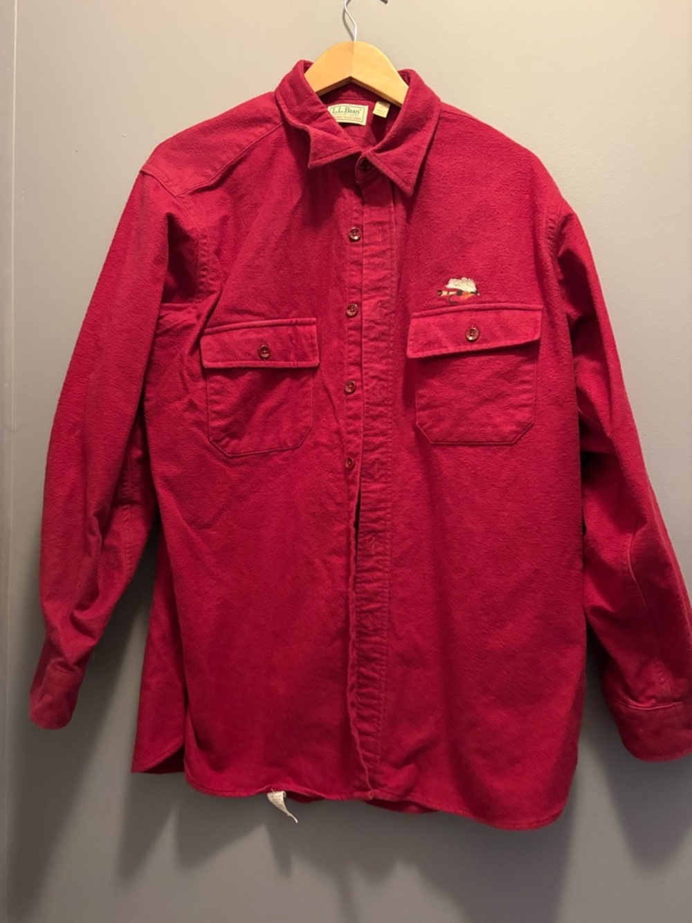 L.L. Bean Red Button-Down Casual Shirt Vintage Flannel 17 Coastal Fisherman - Picture 1 of 10